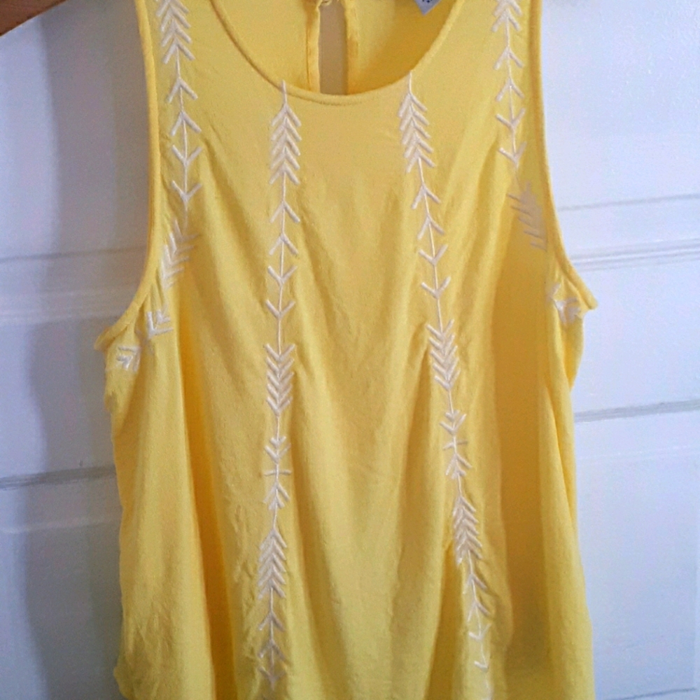 Guess Embroidered Yellow Open Back Bohemian Top
